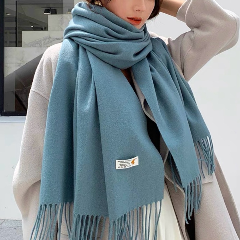 Cozy Wool Scarf Soft Oversized Wrap Spring Classic Minimalist Balsam Green